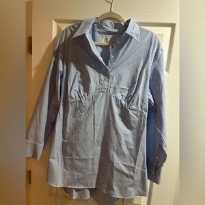 GAP Maternity Blue and White Striped Shirt size M